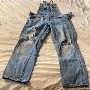 H&M Distressed Denim Overalls